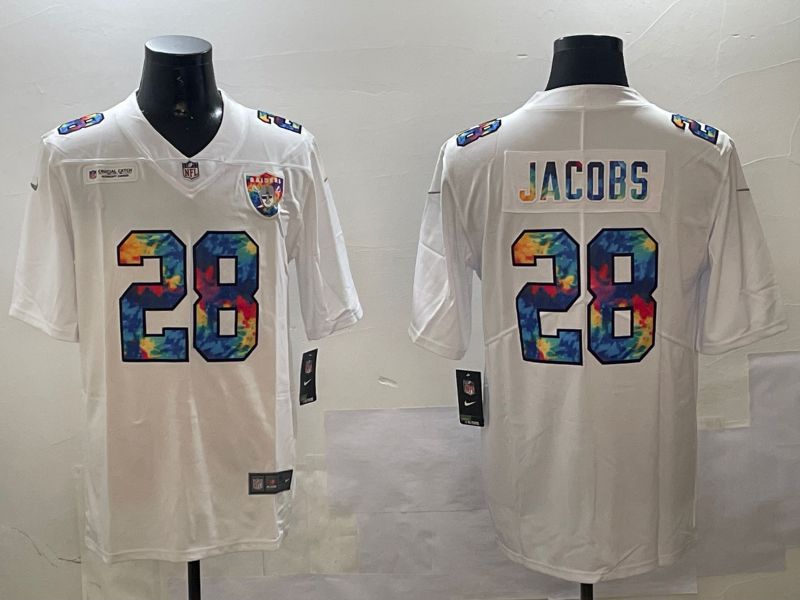 Men Oakland Raiders #28 Jacobs White Rainbow 2024 Nike Limited NFL Jersey style 0108->oakland raiders->NFL Jersey
